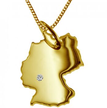 Collier de 50 cm + pendentif Allemagne avec un diamant de 0,015 ct à l'endroit de votre choix en or jaune massif 585