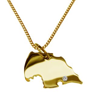 Collier de 50 cm + pendentif Fehmarn avec un diamant de 0,015 ct à l'emplacement de votre choix en or jaune massif 585