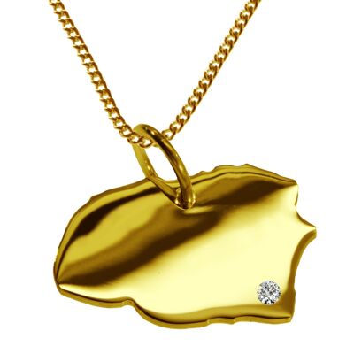 Collana da 50 cm + ciondolo Föhr con un diamante da 0,015 ct nella posizione desiderata in oro giallo massiccio 585