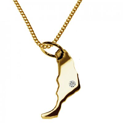 Collar de 50 cm + colgante Fuerteventura con un diamante de 0.015 ct en la ubicación deseada en oro amarillo sólido 585