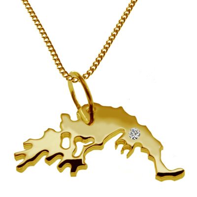 Collar de 50 cm + colgante de Grecia con un diamante de 0.015 ct en la ubicación deseada en oro amarillo sólido 585