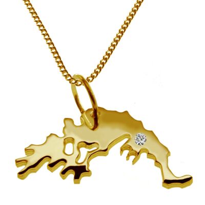 Collier de 50 cm + pendentif Grèce avec un diamant de 0,015 ct à l'emplacement de votre choix en or jaune massif 585