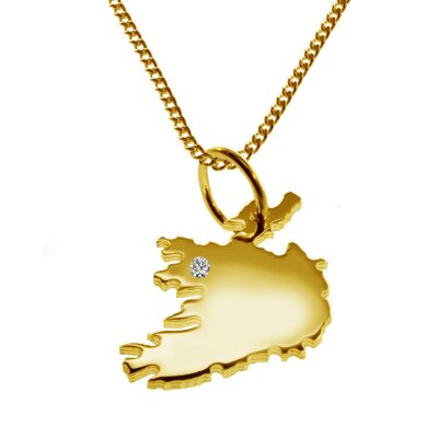 Collier de 50 cm + pendentif Irlande avec un diamant de 0,015 ct à l'emplacement de votre choix en or jaune massif 585