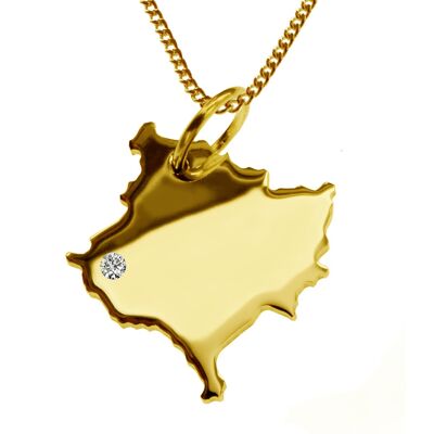 Collana da 50 cm + pendente Kosovo con un diamante da 0,015 ct nella posizione desiderata in oro giallo massiccio 585