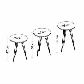 Set de 3 tables d'appoint Laguna Noir Or 8966 6