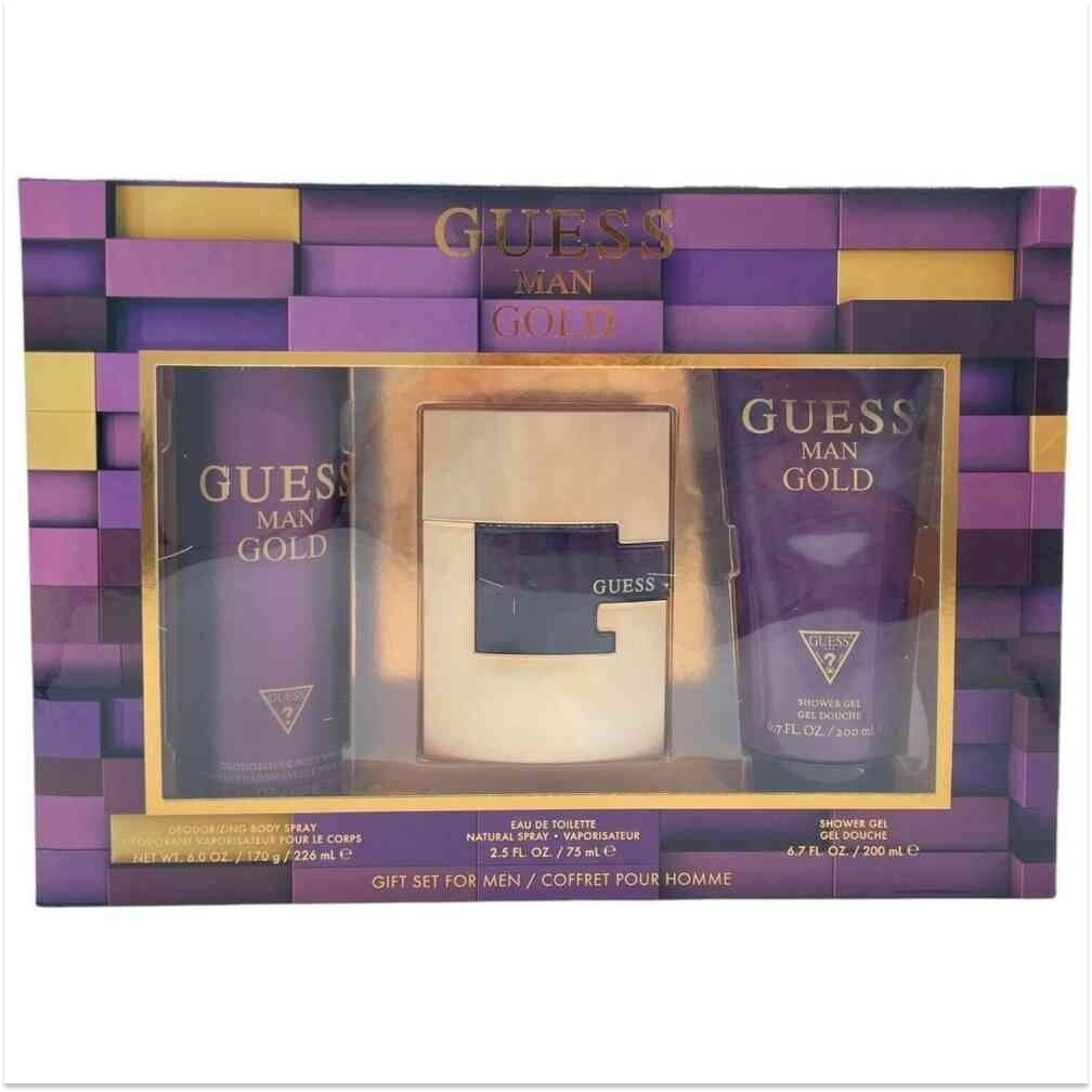 Guess - Man Gold - Set for men Deodorant 226ml + Eau de Toilette 75ml + Shower Gel 200ml