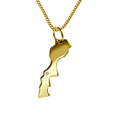Collana da 50 cm + ciondolo Marocco con un diamante da 0,015 ct nella posizione desiderata in oro giallo massiccio 585