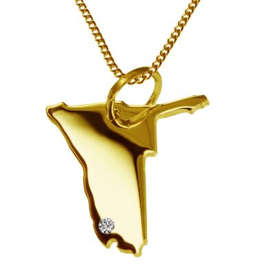 50cm necklace + Namibia pendant with a diamond 0.015ct at your desired location in solid 585 yellow gold