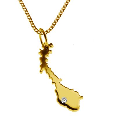 Collar de 50 cm + colgante de Noruega con un diamante de 0.015 ct en la ubicación deseada en oro amarillo sólido 585