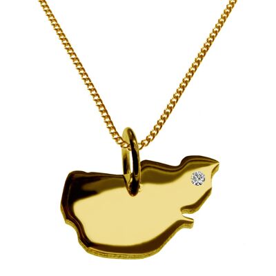 Collier de 50 cm + pendentif Pellworm avec un diamant de 0,015 ct à l'emplacement de votre choix en or jaune massif 585