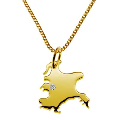 Collar de 50 cm + colgante Rügen con un diamante de 0.015 ct en la ubicación deseada en oro amarillo sólido 585