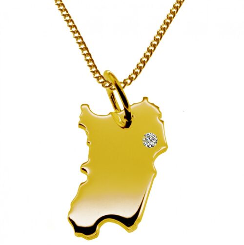50cm Halskette + Sardinien Anhänger mit einem Brillant 0,015ct an Ihrem Wunschort in massiv 585 Gelbgold