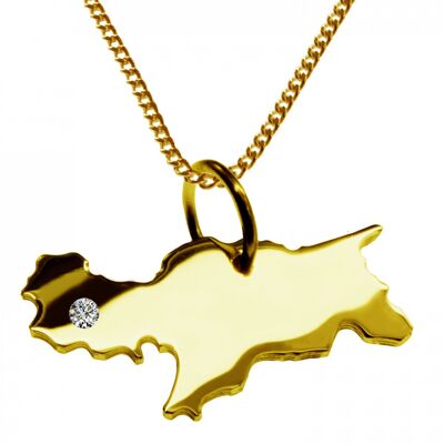 50cm Halskette + Südtirol Anhänger mit einem Brillant 0,015ct an Ihrem Wunschort in massiv 585 Gelbgold