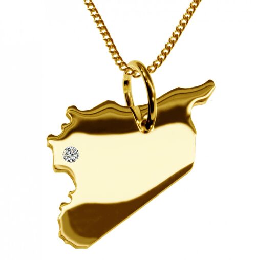 50cm Halskette + Syrien Anhänger mit einem Brillant 0,015ct an Ihrem Wunschort in massiv 585 Gelbgold