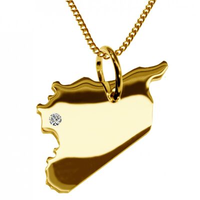 Collier de 50 cm + pendentif Syrie avec un diamant de 0,015 ct à l'endroit de votre choix en or jaune massif 585