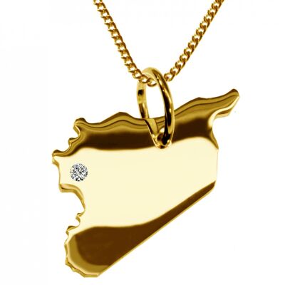 50cm Halskette + Syrien Anhänger mit einem Brillant 0,015ct an Ihrem Wunschort in massiv 585 Gelbgold