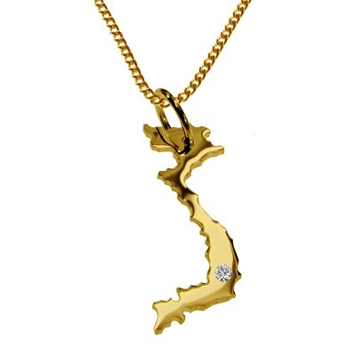 50cm necklace + Vietnam pendant with a diamond 0.015ct at your desired location in solid 585 yellow gold