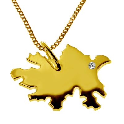 Collier de 50 cm + pendentif azerbaïdjanais avec un diamant de 0,015 ct à l'emplacement de votre choix en or jaune massif 585