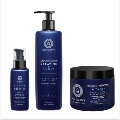 Kera Queen's - Keratin & Tannin - Champú 500ml + Mascarilla 500ml + Serum 100ml