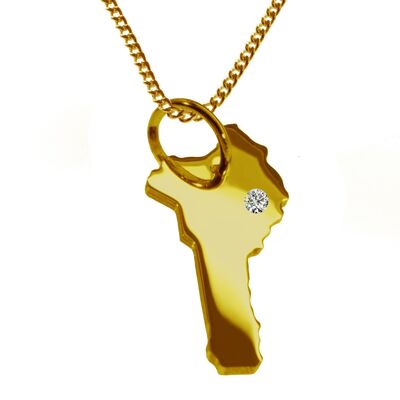Collar de 50 cm + colgante Benin con un diamante de 0.015 ct en la ubicación deseada en oro amarillo sólido 585