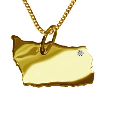 Collar de 50 cm + colgante Bornholm con un diamante de 0.015 ct en la ubicación deseada en oro amarillo sólido 585