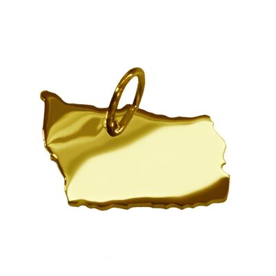 Pendant in the shape of the Bornholm map in solid 585 yellow gold