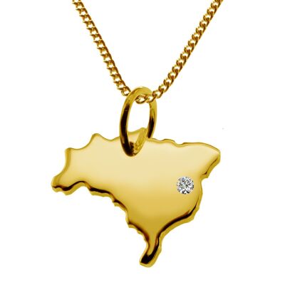 Collar de 50 cm + colgante de Brasil con un diamante de 0.015 ct en la ubicación deseada en oro amarillo sólido 585