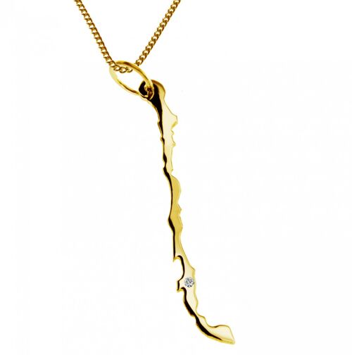 50cm Halskette + Chile Anhänger mit einem Brillant 0,015ct an Ihrem Wunschort in massiv 585 Gelbgold