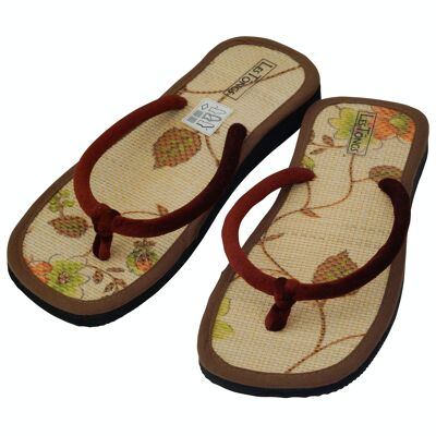 Cinnamon slippers LesTôngs Bai-Sao Flowers brown