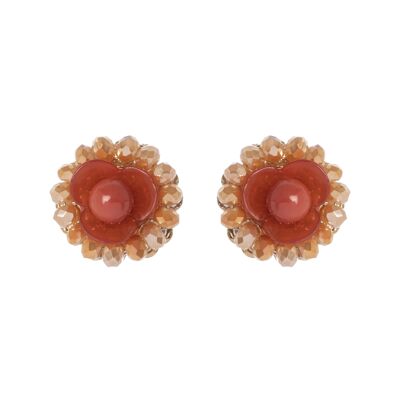 Cydonia flower and bead earrings