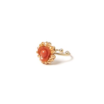 Ring with little flower and Cydonia beads