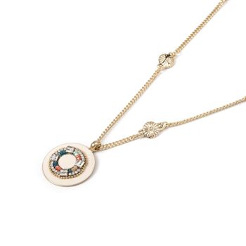 Collier pendentif disque exotique 2