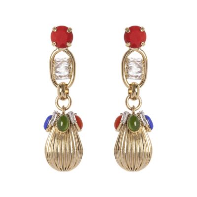 Exotic drop pendant earrings