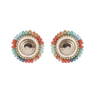 Small Exotic chromatic disc earrings