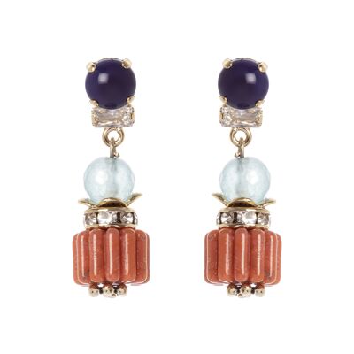 Earrings with zircons and Esotica cylinders