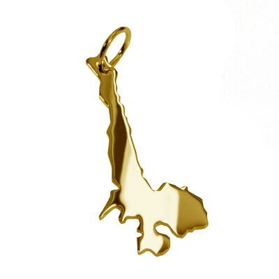 Pendant in the shape of the map of Lake Garda in solid 585 yellow gold