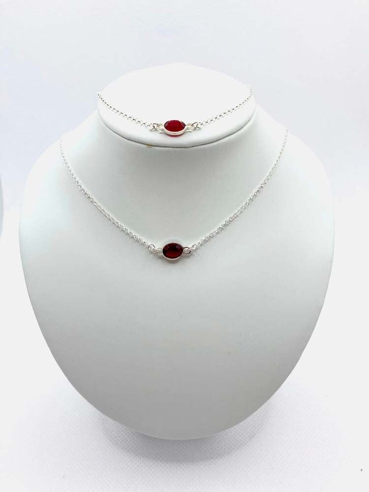 Halskette und Armband - Rot