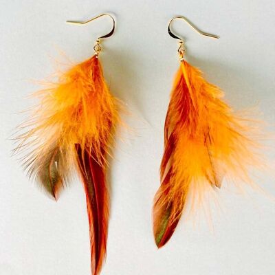 Orange Pheasant Earrings