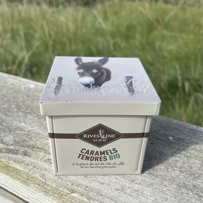 Organic soft caramels Metal donkey box 150g