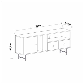 Meuble bas TV noyer avec pieds en métal 9093 9