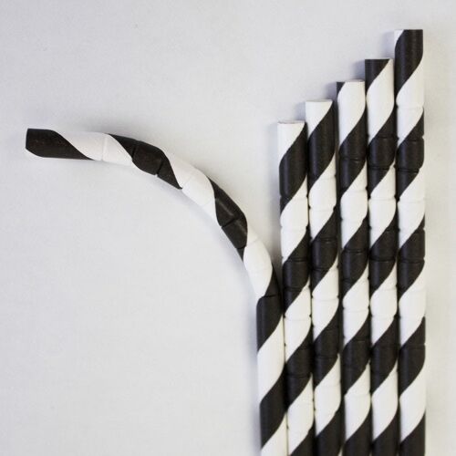 Cannucce in carta Flexo pieghevoli - cartone da 500 pezzi - bianco e nero