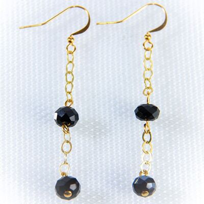 Black Stone Chain Earrings