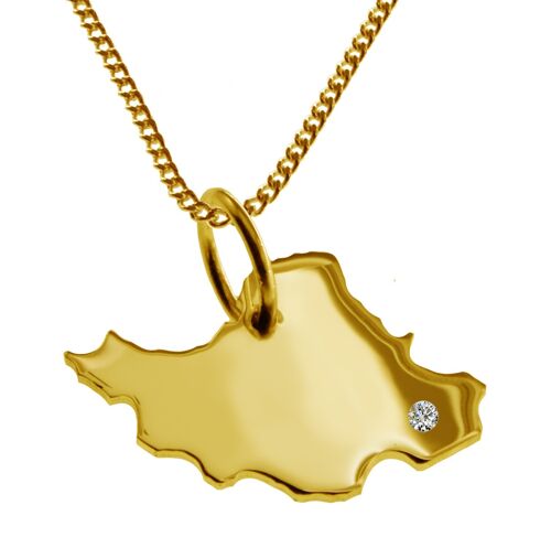 50cm Halskette + Iran Anhänger mit einem Brillant 0,015ct an Ihrem Wunschort in massiv 585 Gelbgold