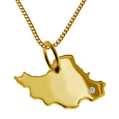 Collier de 50 cm + pendentif Iran avec un diamant de 0,015 ct à l'emplacement de votre choix en or jaune massif 585