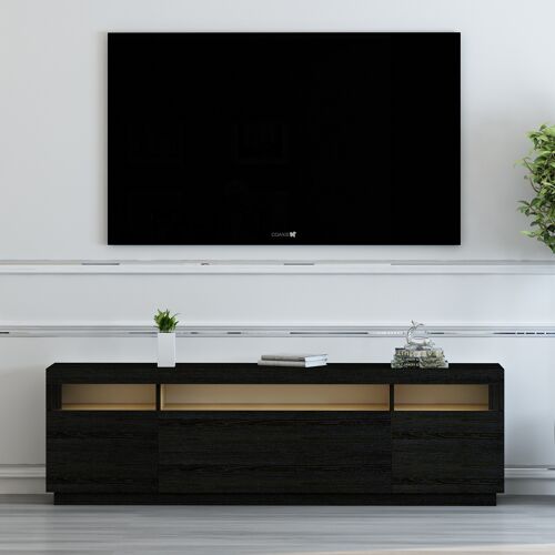 TV Lowboard Schwarz mit LED-Leuchten 9086