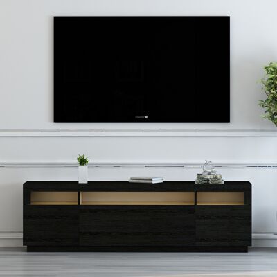 Mueble TV negro con luces LED 9086