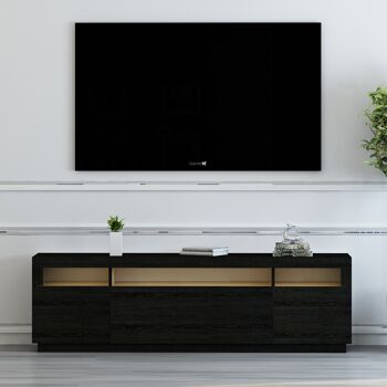 Meuble bas TV noir avec lumières LED 9086 1