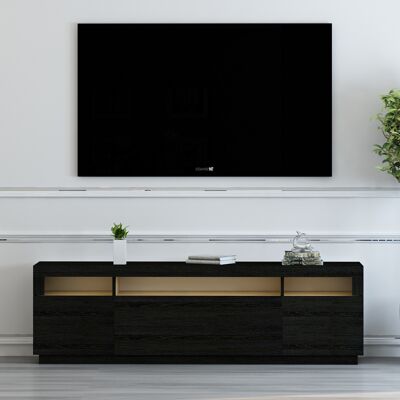 TV lowboard black with LED lights 9086