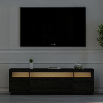 Meuble bas TV noir avec lumières LED 9086 2