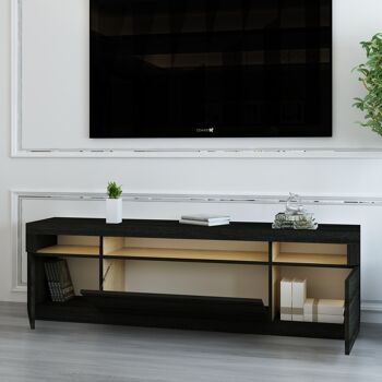 Meuble bas TV noir avec lumières LED 9086 4